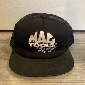 Vintage Mac Tools Racing Snapback Trucker Mesh Hat Black
